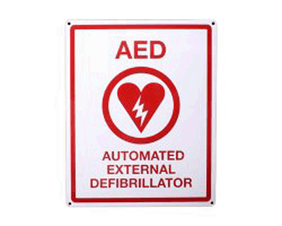 First Voice® Flat AED Wall Sign (Metal)