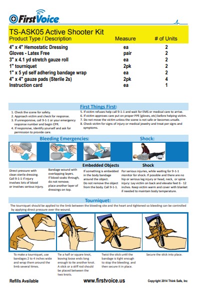 First Voice® Active Shooter Trauma Kit in Polybag (Multiple Person) - Image 2