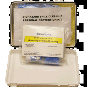 First Voice® Deluxe Bloodborne Pathogen Cleanup Kit with CPR Kit