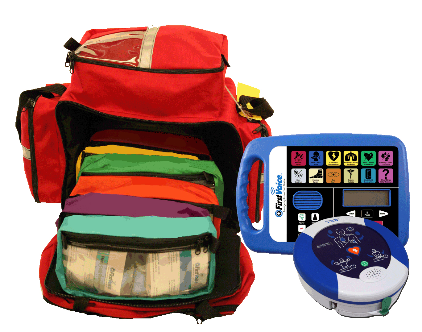 First Voice® Self-contained Emergency Treatment (SET) System in Jump Bag with HeartSine 350P AED
