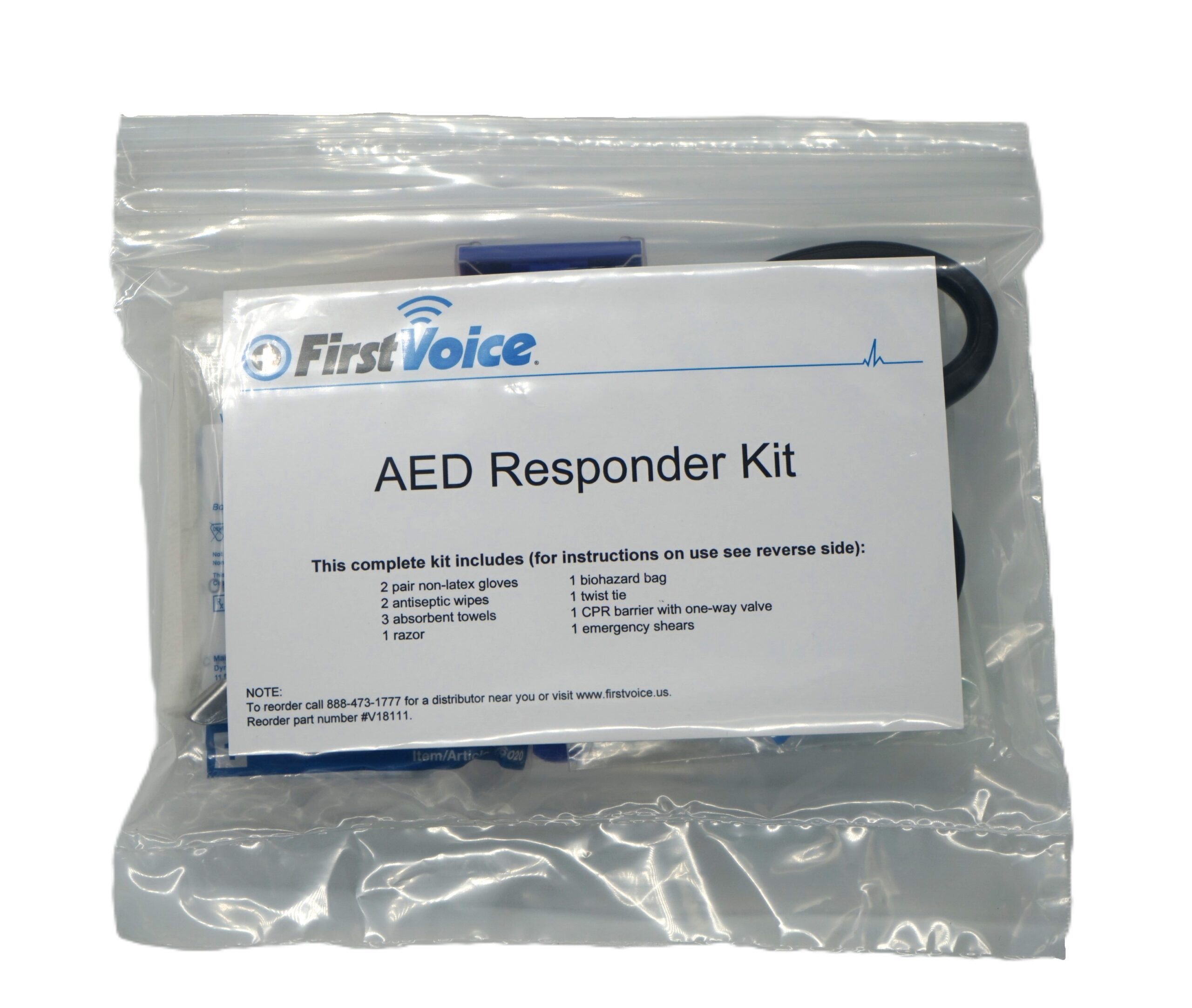 First Voice® Basic AED Responder Kit in Tamper Evident Resealable Poly-Bag