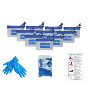 First Voice® CPR Pouch Kit w/Keychain w/Gloves & CPR Barrier; 10 Pk