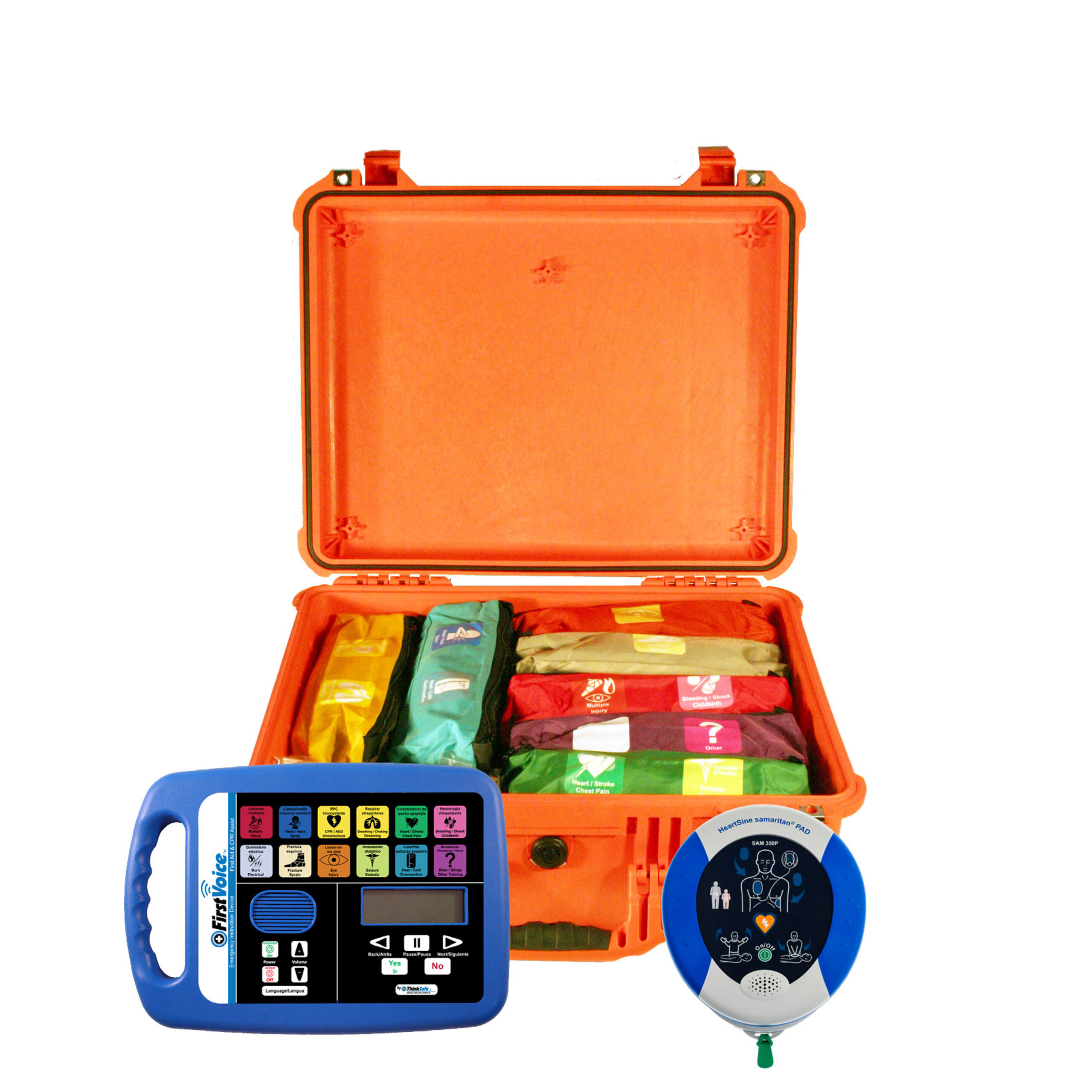 First Voice® Self-contained Emergency Treatment (SET) System in Rugged Case with HeartSine 350P AED with