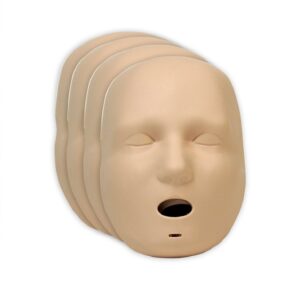PRESTAN® Professional Adult Jaw Thrust Manikin Face Skin Replacement, 4-Pack (Medium Skin)