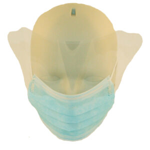 First Voice® Procedure Face Mask PPE w/ Ear Loop and Plastic Shield, Blue (50 pk)