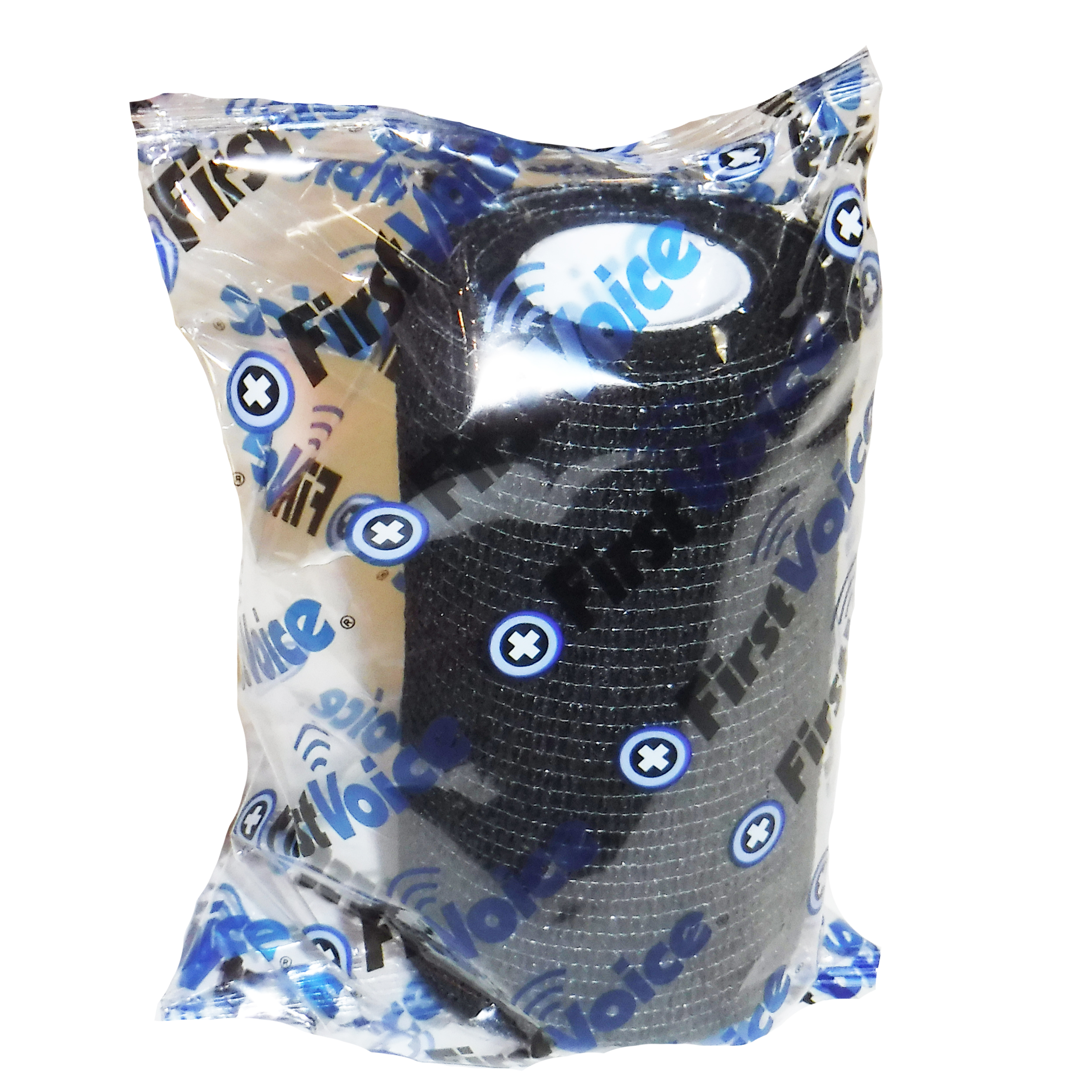 First Voice® Non-Latex Self-Adherent Wrap, 4" x 5 yds Black (8 Pk)