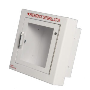 First Voice® Small Stainless Steel Semi-Recessed AED Cabinet Only