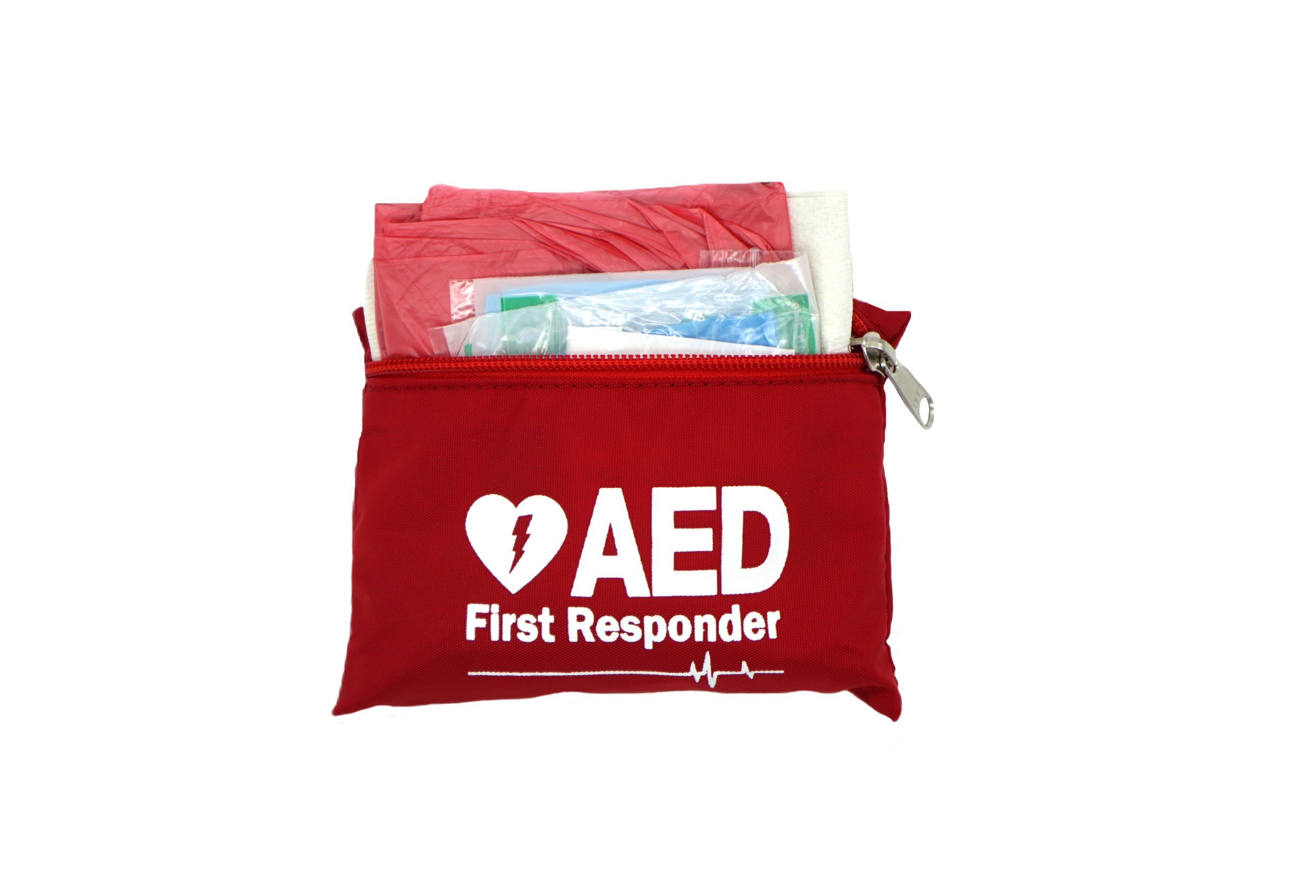 First Voice® Basic AED Responder Kit in Red Nylon Zipper Bag