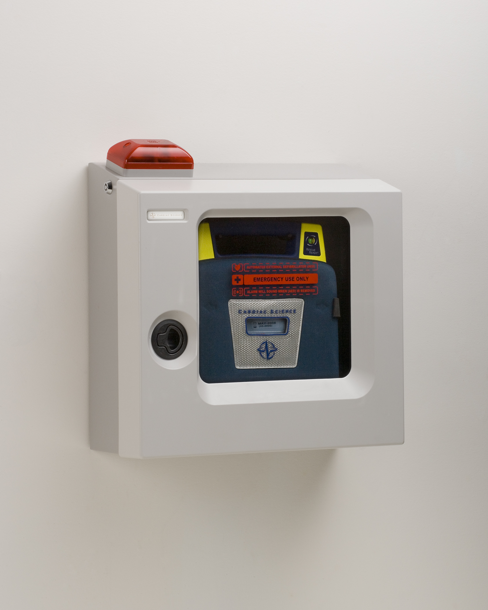 Cardiac Science Surface Mount AED Wall Cabinet w/ Strobe Light & Alarm
