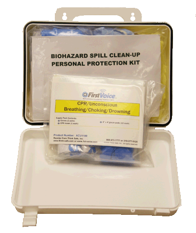 First Voice® Deluxe Bloodborne Pathogen Cleanup Kit with CPR Kit