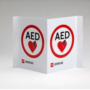 Stryker® Tent AED Wall Sign with LIFEPAK Logo, 7x8