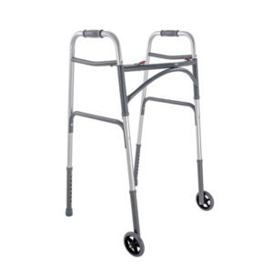 Dynarex Bari+Max™ Dual Release Folding Walker with Wheels, Adult, 500lb Capacity