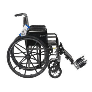 Dynarex DynaRide™ S2 Wheelchair (18" x 16" Seat with Detachable Full Arm and Footrest), 300lb Capacity, Silver/Black