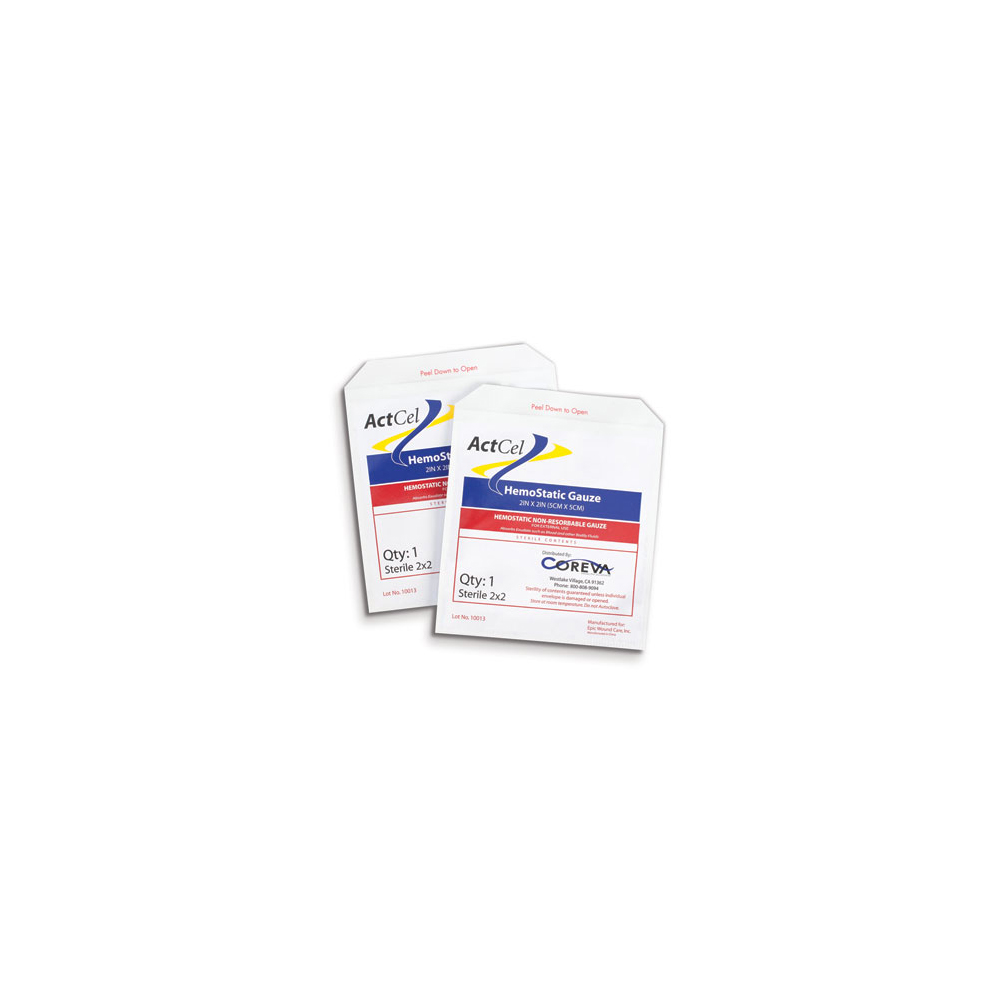 ActCel® Hemostatic Gauze Blood Clotting Agent, 2x2, 2 Pack