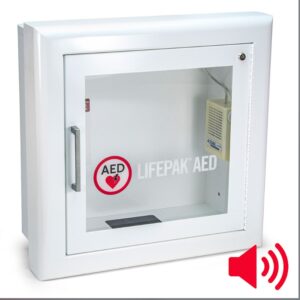 Stryker® Semi-Recessed Fire Rated AED Cabinet with Audible Alarm (White)