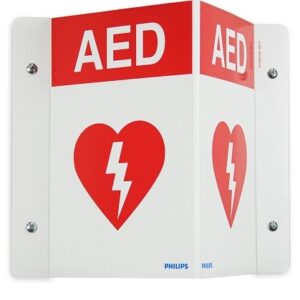 Philips AED Wall Sign, Red