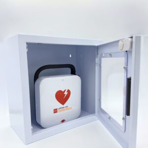 LIFEPAK® CR2 Wifi Full-Auto AED with Handle in Alarmed Cabinet (English/Spanish)
