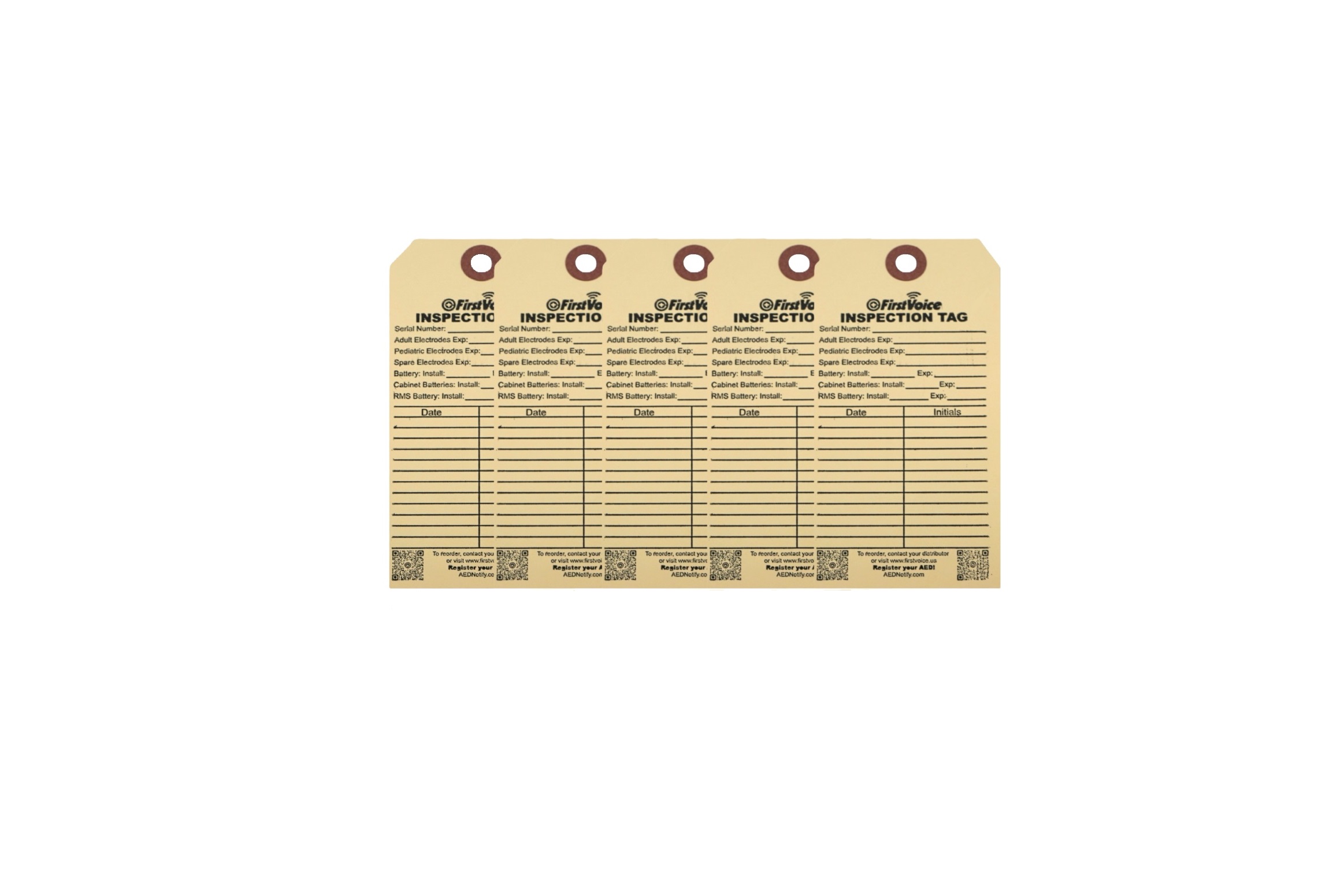 First Voice® AED Inspection Tag (5 Pk) - Image 3