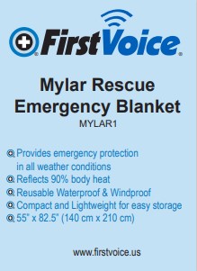First Voice® Mylar Emergency Response Blanket, 84" x 52" (Each)