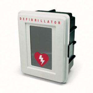 First Voice® Plastic Weather Resistant Wall Mount AED Cabinet with Alarm & Medical Oversight Pkg
