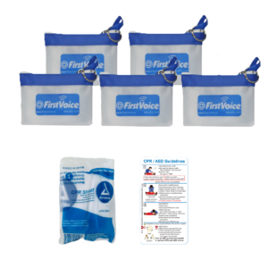 First Voice® CPR Pouch Kit w/Keychain with CPR Barrier (5 Pk)