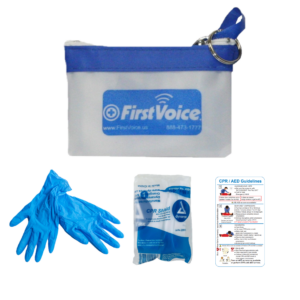 First Voice® CPR Pouch Kit w/Keychain w/Gloves & CPR Barrier (each)