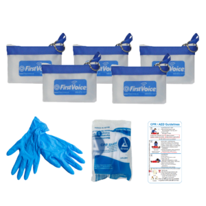 First Voice® CPR Pouch Kit w/Keychain w/Gloves & CPR Barrier (5 Pk)