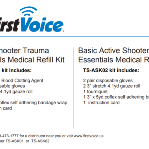 First Voice® Basic Active Shooter Trauma Essentials Medical Kit Refill